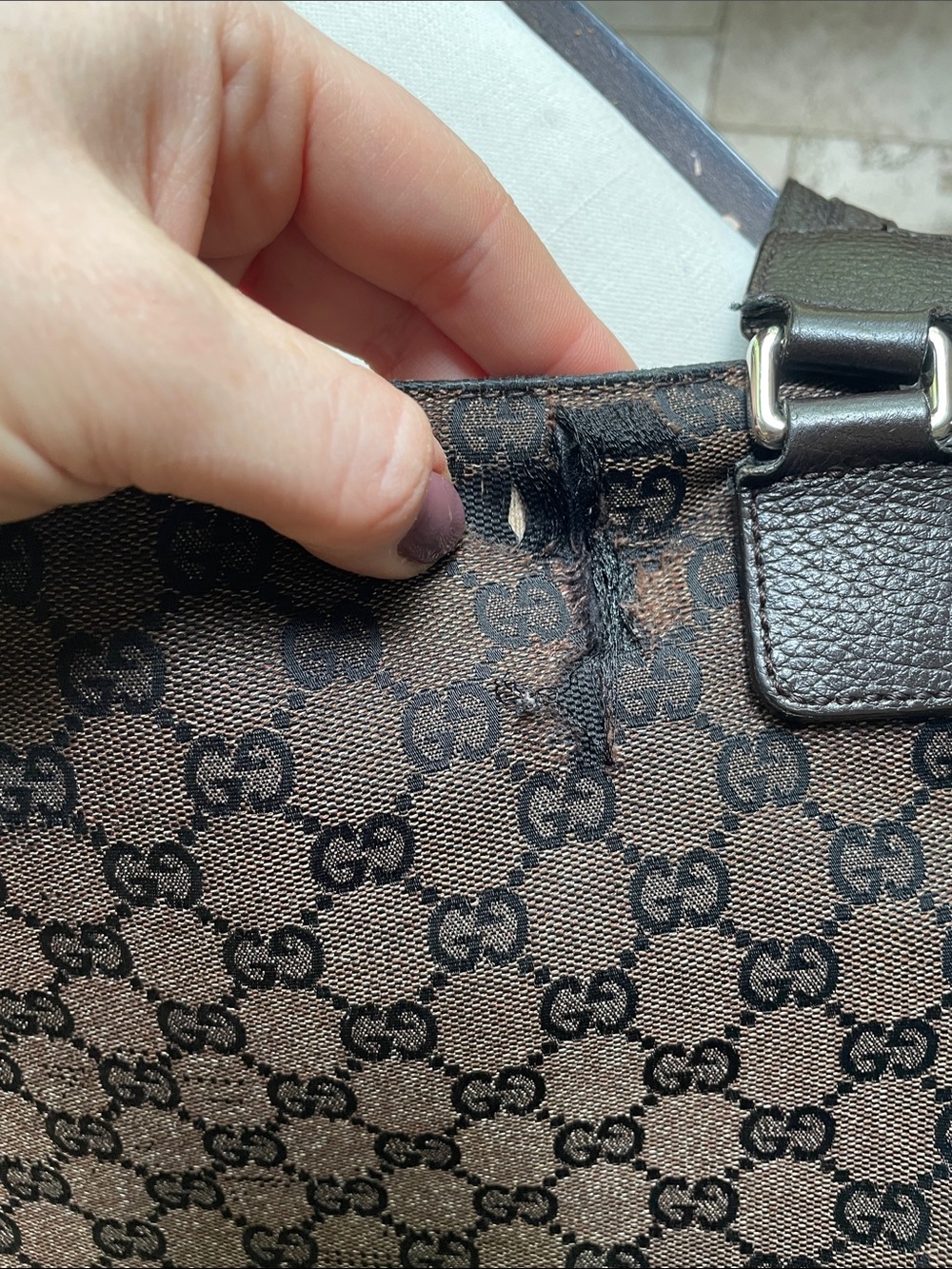 AUTHENTIC Gucci Brown Monogram Crossbody Bag - Brown As Is Project Rehab - Picture 8 of 16